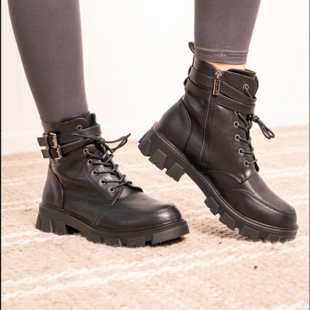 Weeboo Set the Mood Lug Sole Combat Booties 11